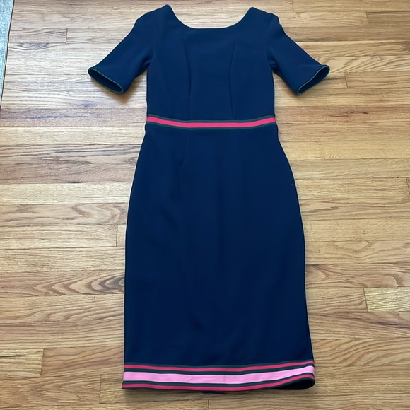 Boden Navy Dress Size 4L Pink & Green Trim - Picture 4 of 10